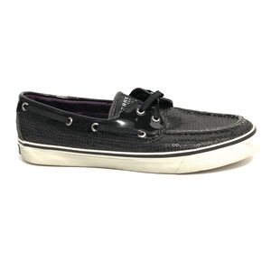 Sperry Top Sider Black Sequin Boat Shoes Loafer Bahama Sequins 944554 Women‎ 9